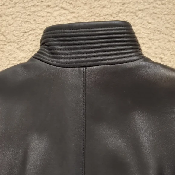 Women's Kenneth Cole Soft Black Leather Moto Jacket Coat Leather Jackets